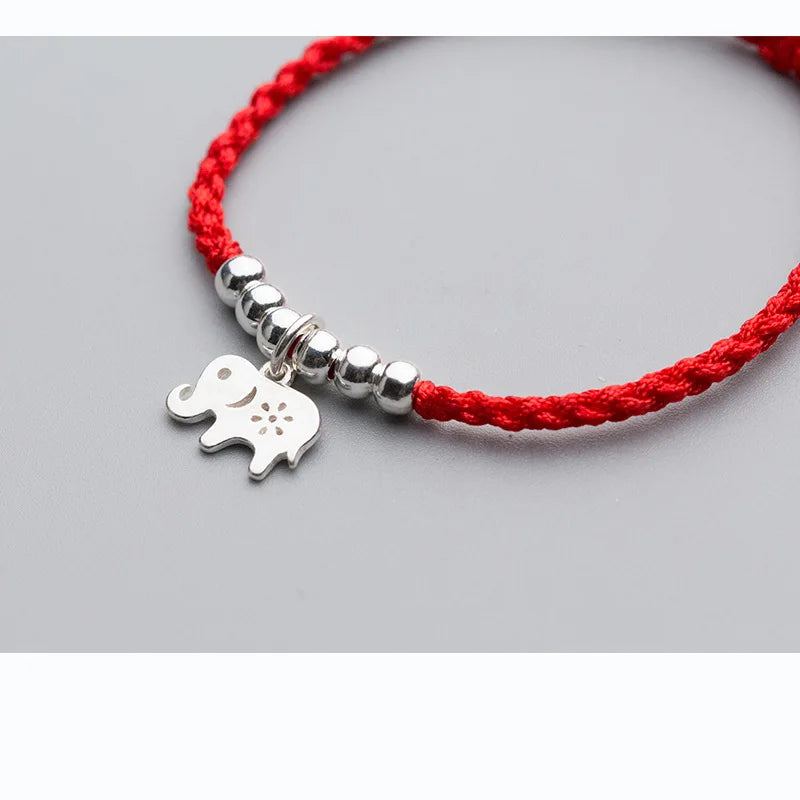 La Monada Elephant Charm Red Thread For Hand 925 Sterling Silver Bracelet Women Red String Rope Bracelets For Women Silver 925