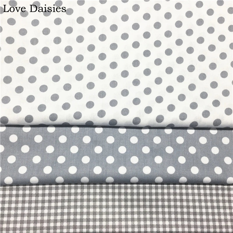 100% Cotton Twill Textile BLACK RED GRAY Polka Dots Check Fabrics for DIY Crib Bedding Cushion Apparel Craft Handwork Home Decor