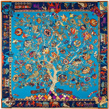 LESIDA Pure Silk Scarf Women Large Shawls Stoles Tree Print Square Scarves Echarpes Foulards Femme Wrap Bandanas 130*130CM 1303