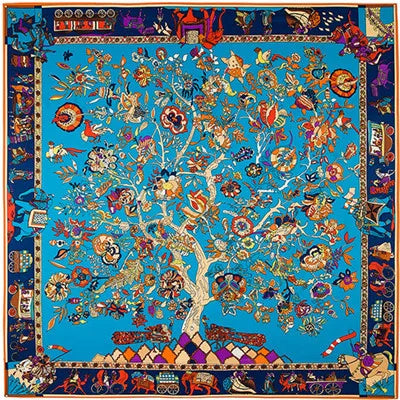 LESIDA Pure Silk Scarf Women Large Shawls Stoles Tree Print Square Scarves Echarpes Foulards Femme Wrap Bandanas 130*130CM 1303