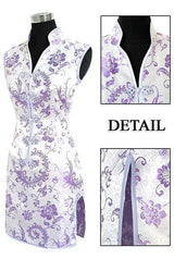 Promotion Purple Traditional Chinese Lady Silk Cheongsam Qipao Prom Club Dress Totem&Flower Size S M L XL XXL XXXL WC173