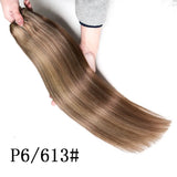 Straight Blonde Human Hair Weave Brazilian Remy Human Hair Weft Extensions 18-28" Highlight Ombre Human Hair Weft #613