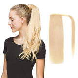 Straight Human Hair Ponytail Wrap Around Horsetail Clips-In Brazilian Machine Made Remy Hair wig 120g