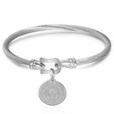 Fashion Cuff Bracelet Bangles With Saint Benedict Charm Pendant Syainless Steel Wire pulseira Jewelry Bracelets For Women