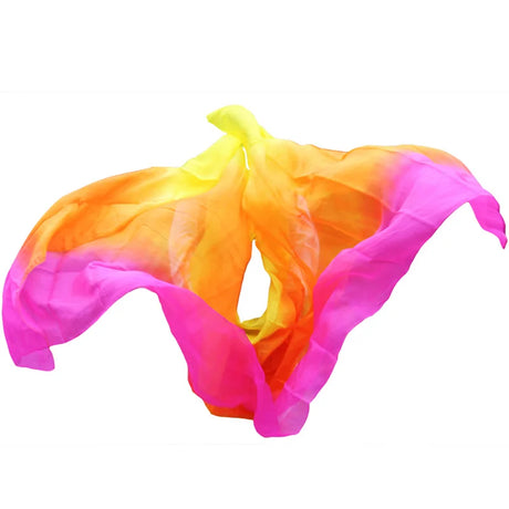 100% Silk Handmade Veils Belly Dance Performance Gradient Multi Color Silk Veil Belly Dance Accessories Kids Adults 5 Sizes