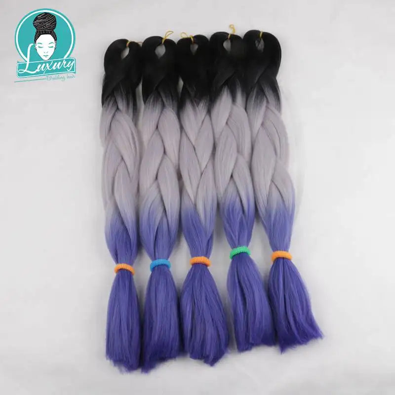 Luxury ForBraiding 3pcs bulk buy Henlon 24inch 60cm Folded Two Three Tone Color Ombre Braiding Synthetic Jumbo Braids