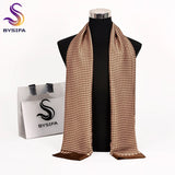 [BYSIFA] Men Silk Scarf Neck Scarf Fall Winter Male Long Scarves Fashion Houndstooth Business Scarf Cravat 170*30cm