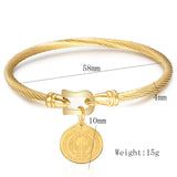 Fashion Cuff Bracelet Bangles With Saint Benedict Charm Pendant Syainless Steel Wire pulseira Jewelry Bracelets For Women