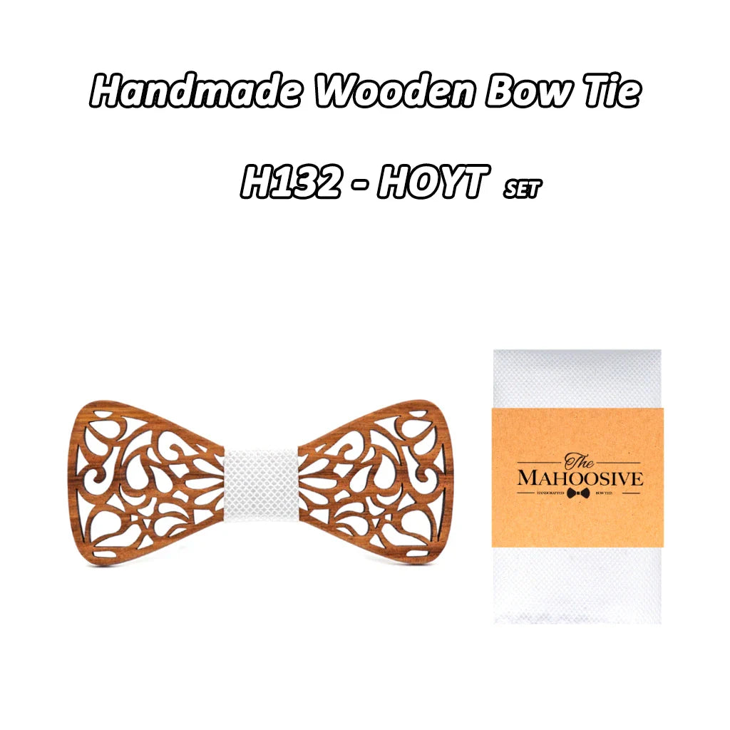 Mahoosive New Floral Wood Bow Ties for Men Bowtie Hollow Butterflies Wedding suit wooden bowtie Shirt krawatte Bowknots Slim tie