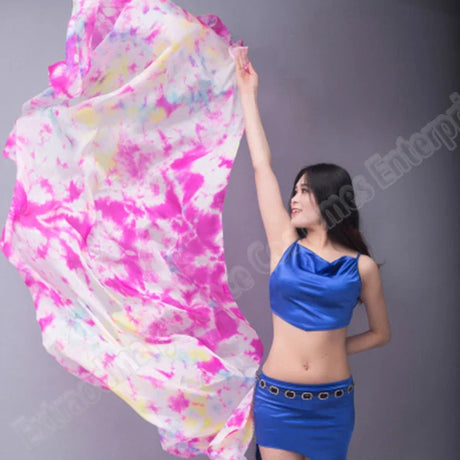 New 100% Veils Light Silk Belly Dance Hand Thrown Scarf Shawl Veil Silk 200cm 250cm 270cm Kids Adults Stage Performance 13 Color