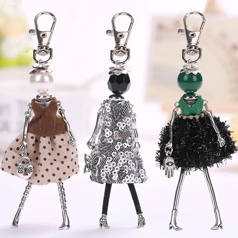 YLWHJJ brand Doll Handmade Cute charm keychain for Women Car Pendant Girls fashion Jewelry Bag key chains Accessories key ring