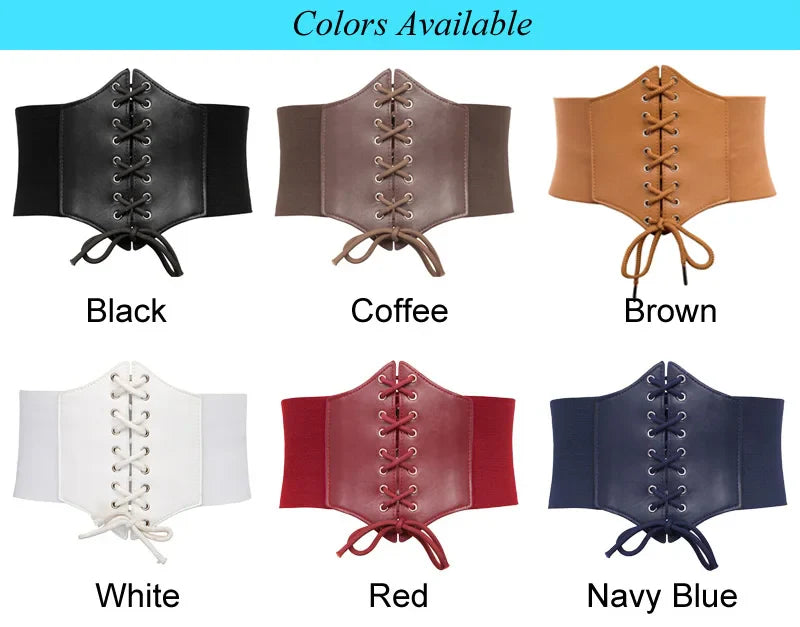 Grace Karin Corset Belts Women Lace Up Luxury PU leather lady girl Stretch Elastic Wide Belt Cincher Waistband S-3XL