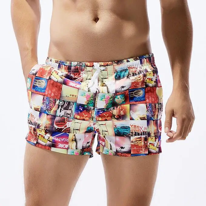 Men's Printed Board Shorts Quick Dry Beach Shorts Swim Trunks Male Bikini Swimwear Surfing Shorts Short De Bain Homme Banadore