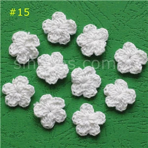 100 Colorfull Handmade Cotton Crochet Flowers, quilt scrapbooking DIY 3D craft knitted fabric flower applique clothes decoration