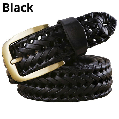 Luxury Genuine leather braided belt man Fashion men belts Quality cow skin with faux leather waist strap male for jeans W 3.3 cm