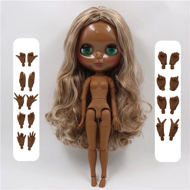 ICY DBS Blyth doll joint body brown mix blonde hair hair 30cm 1/6 bjd toy girls gift