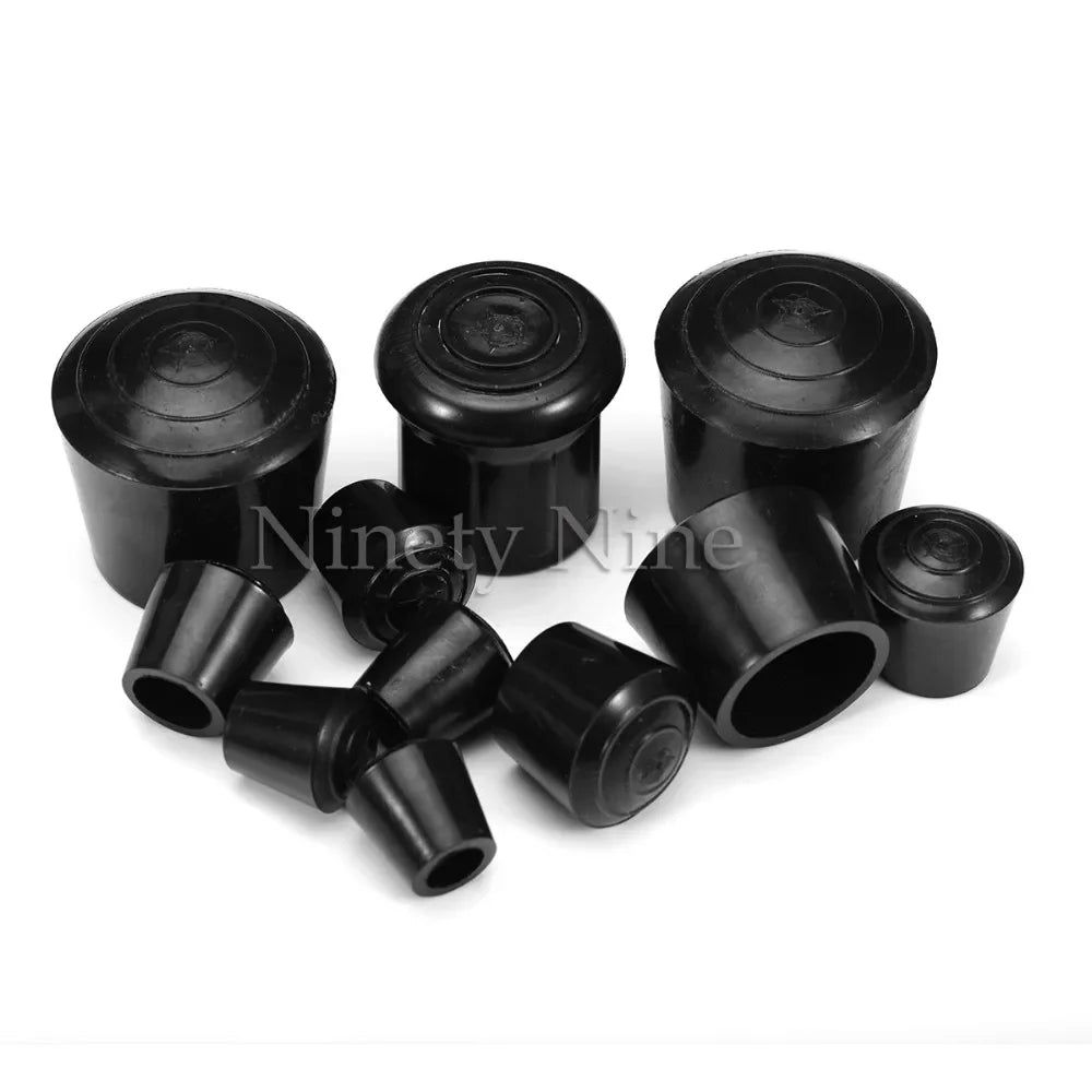 12Pcs 10-35mm Inner Diameter Black Round Furniture Chair Table Leg Foot Rubber Covers Floor Protectors Cap