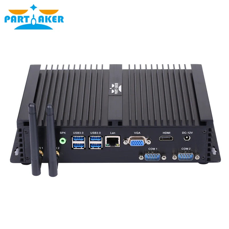 Partaker I3 Rugged Fanless Barebone Mini PC Core i3 i5  Windows 10  ITX Case Embedded Industrial Computer 1 LAN 1 VGA 2 COM