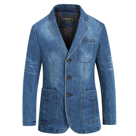 New Mens Denim Blazer Male Suit Jacket Oversized Fashion Cotton Vintage 4XL Blue Coat Denim Jacket Men Jeans Blazers A2G2182