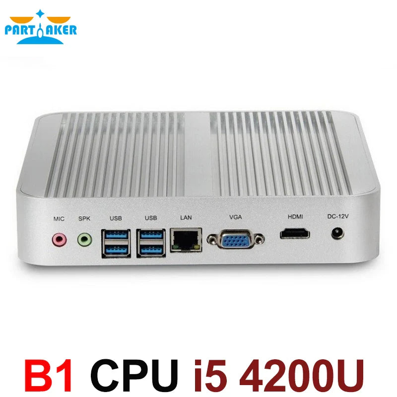 Fanless 4K HTPC TV Box Nuc Computer Barebone Mini PC I5 4200u with Intel Core i5 4200U Max 16G RAM 512G SSD 1TB HDD Windows 10