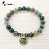 Ruberthen 2017 Designer Men`s Bracelet High Quality Fancy Beads Ohm Lotus  Charm Bracelet Mala Yoga Jewelry Drop Shipping