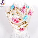 Spring And Autumn Female Satin Scarf,Big Square Scarves Hijabs Printed,Women Scarf,Purple Polyester Silk Scarf Shawl 90*90cm