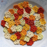 100 Colorfull Handmade Cotton Crochet Flowers, quilt scrapbooking DIY 3D craft knitted fabric flower applique clothes decoration