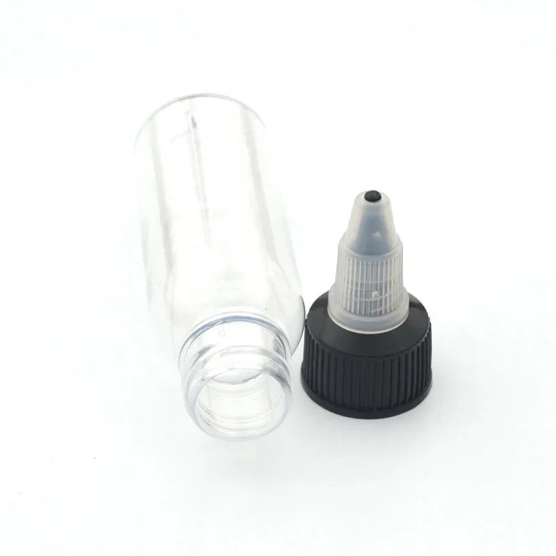 30Pcs 30ml 60ml 100ml 120ml 150ml Plastic Empty Ink Vial Twist Top Black Cap Transparent Clear Bottle Tattooing Accessories