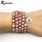 Ruberthen On Sale New Women`s Yoga Bracelet 108 Mala Rhodonite Balance Bracelet Simple Design Healing Spiritual Gift