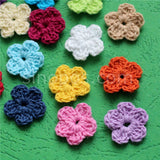 100 Colorfull Handmade Cotton Crochet Flowers, quilt scrapbooking DIY 3D craft knitted fabric flower applique clothes decoration