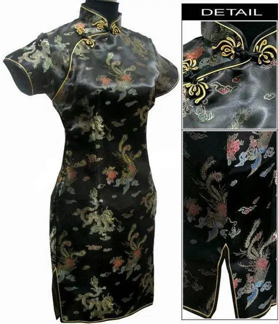 Navy Blue Vintage Chinese Women's Satin Mini Cheongsam Qipao Dress  S M L XL XXL XXXL 4XL 5XL 6XL Mujeres Vestido J4065