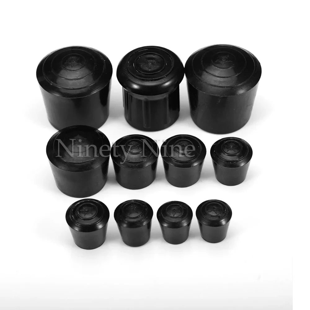 12Pcs 10-35mm Inner Diameter Black Round Furniture Chair Table Leg Foot Rubber Covers Floor Protectors Cap