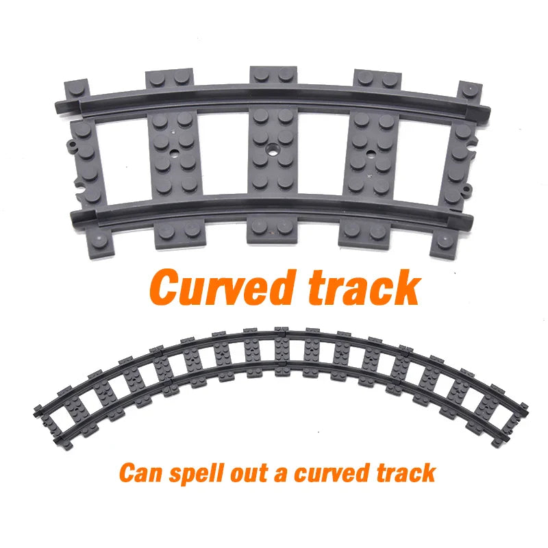 MOC Railway Track For Train Tracks Straight Curved Soft Rails Track Building Block Bricks DIY Trains Rail Boys Toys For Children