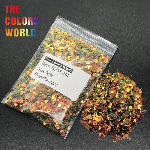 TCT-237 Hexagon Shape Mix Size Nails Glitter Nail Art Decoration Body Glitter Gel Makeup Henna Makeup Handwork DIY Accessoires