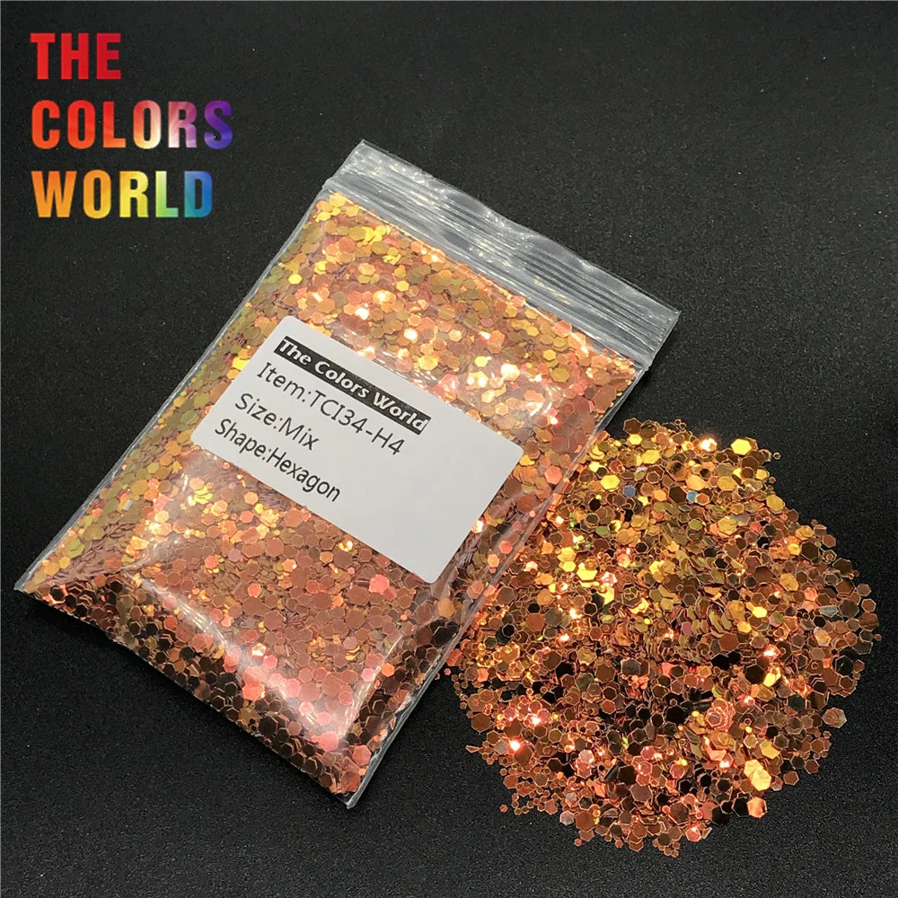 TCT-237 Hexagon Shape Mix Size Nails Glitter Nail Art Decoration Body Glitter Gel Makeup Henna Makeup Handwork DIY Accessoires