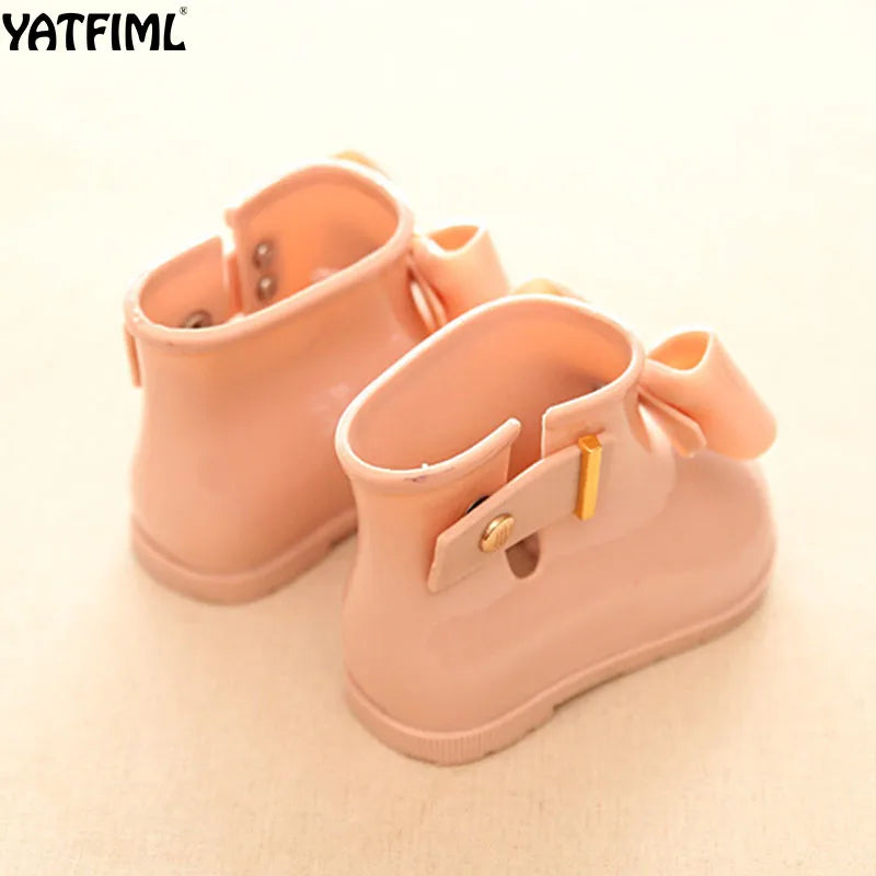 YATFIML 2021 Fashion baby girl rain boots PVC waterproof boots with bow Children;s rain shoes