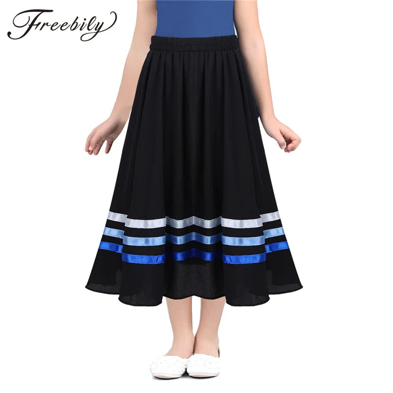 Ballet character skirt Teen Girls High Waist Long Maxi Full Circle Skirt for Performance Celebration of Spirit Praise Dance Wear