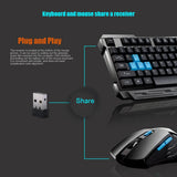 Keyboard Mouse Combos Waterproof Multimedia 2.4GHz Wireless Gaming Keyboard USB Cordless Mous NK-Shopping