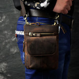 Original Leather Male Casual Design Mini Shoulder Messenger Crossbody bag Fashion Belt Waist bag Travel Small Pouch Men 611-18