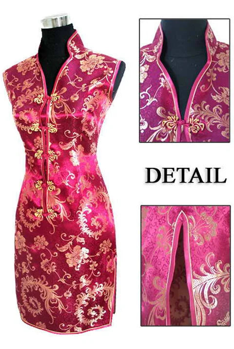 Promotion Purple Traditional Chinese Lady Silk Cheongsam Qipao Prom Club Dress Totem&Flower Size S M L XL XXL XXXL WC173