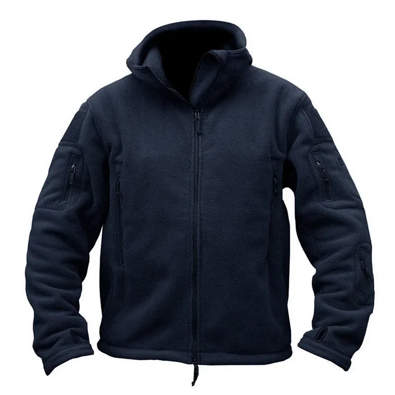 TACVASEN Winter Hooded Fleece Jackets Mens Zipper Pockets Tactical Work Jacket Thermal Autumn Outerwear Outdoor Hiking Warm Coat