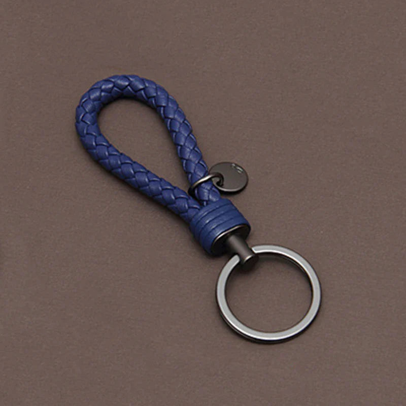 Handmade Braid Real Sheepskin Leather Woven Rope Keychain Wrist Rope Couple Key Chain Llavero Key Ring Key Holder Car Pendant