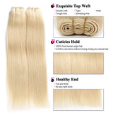 Straight Blonde Human Hair Weave Brazilian Remy Human Hair Weft Extensions 18-28" Highlight Ombre Human Hair Weft #613