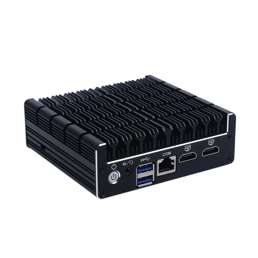 Yanling Latest Intel J3060 Fanless Mini PC Dual Gigabit Lan NUC Case Barebones Computer Linux Support 2 HD AES-NI Pfsense VPN