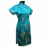 Navy Blue Vintage Chinese Women's Satin Mini Cheongsam Qipao Dress  S M L XL XXL XXXL 4XL 5XL 6XL Mujeres Vestido J4065