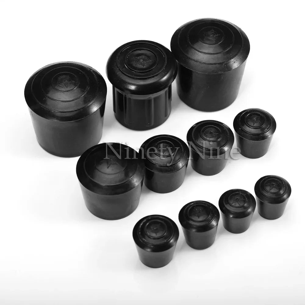 12Pcs 10-35mm Inner Diameter Black Round Furniture Chair Table Leg Foot Rubber Covers Floor Protectors Cap