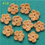 100 Colorfull Handmade Cotton Crochet Flowers, quilt scrapbooking DIY 3D craft knitted fabric flower applique clothes decoration