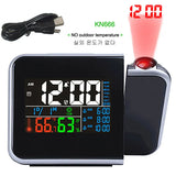 Digital Projection Alarm Clock Weather Station with Temperature Thermometer Humidity Hygrometer/Bedside Wake Up Projector Clock