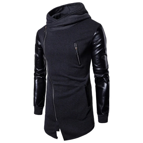 Hot New Design Men Long Hoodies Male Solid Casual Cardigan Sweatshirt Men's Slim Fit Zipper Popular Coat Size XXL