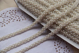 2Yards Pearl Beaded Lace Trim Mesh Lace Ribbon Fabric Clothes Decoration Wedding Dress Collar Sleeve Lace Applique DIY Crafts